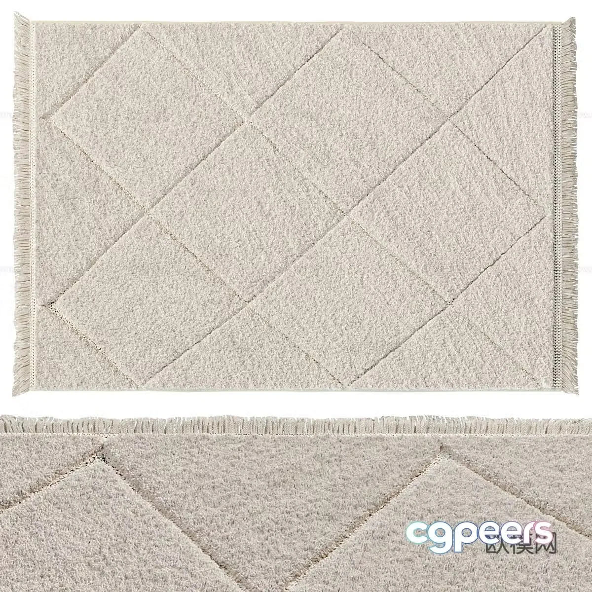 Modern cream style wool fabric carpet 3d model