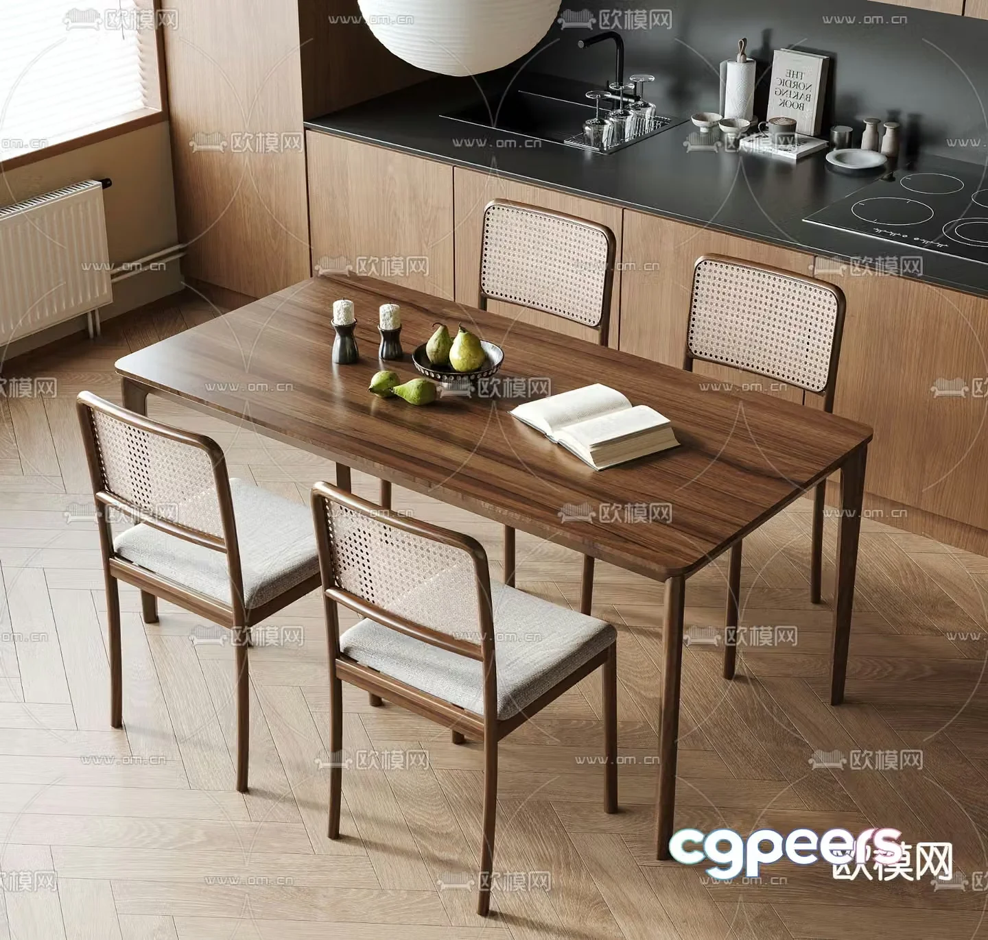 Medieval style dining table and chairs bar dining table 3D model
