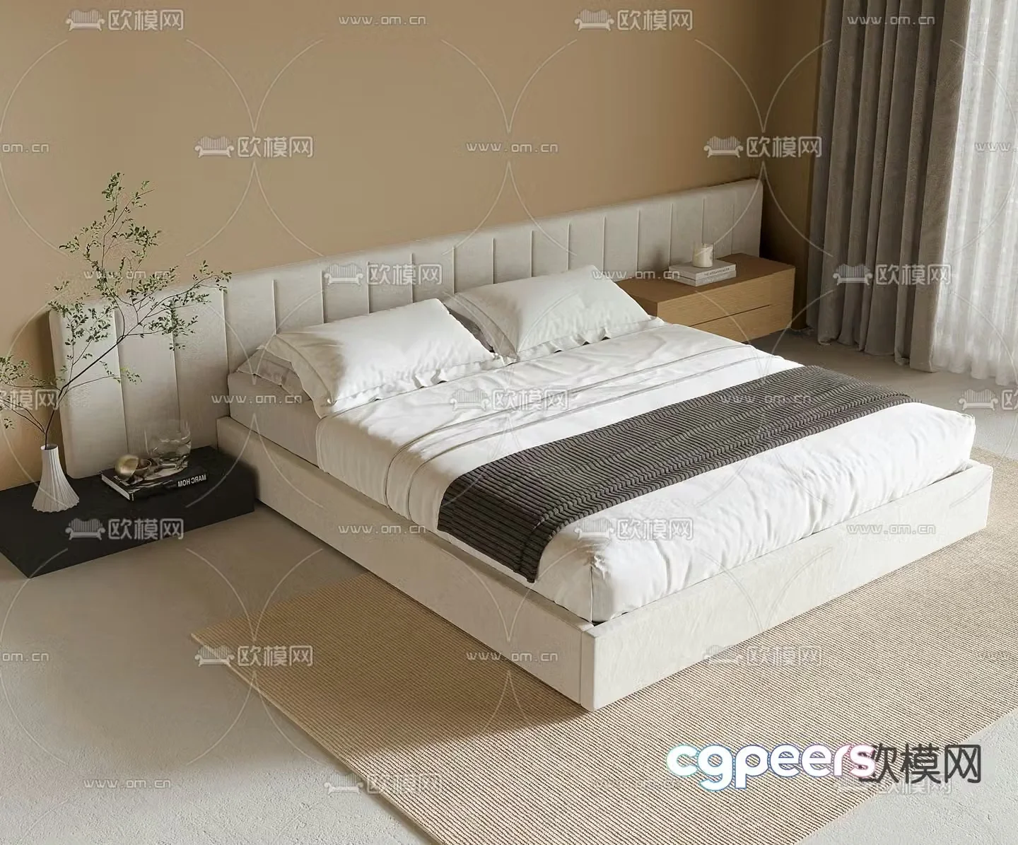 Modern double bed 3d model