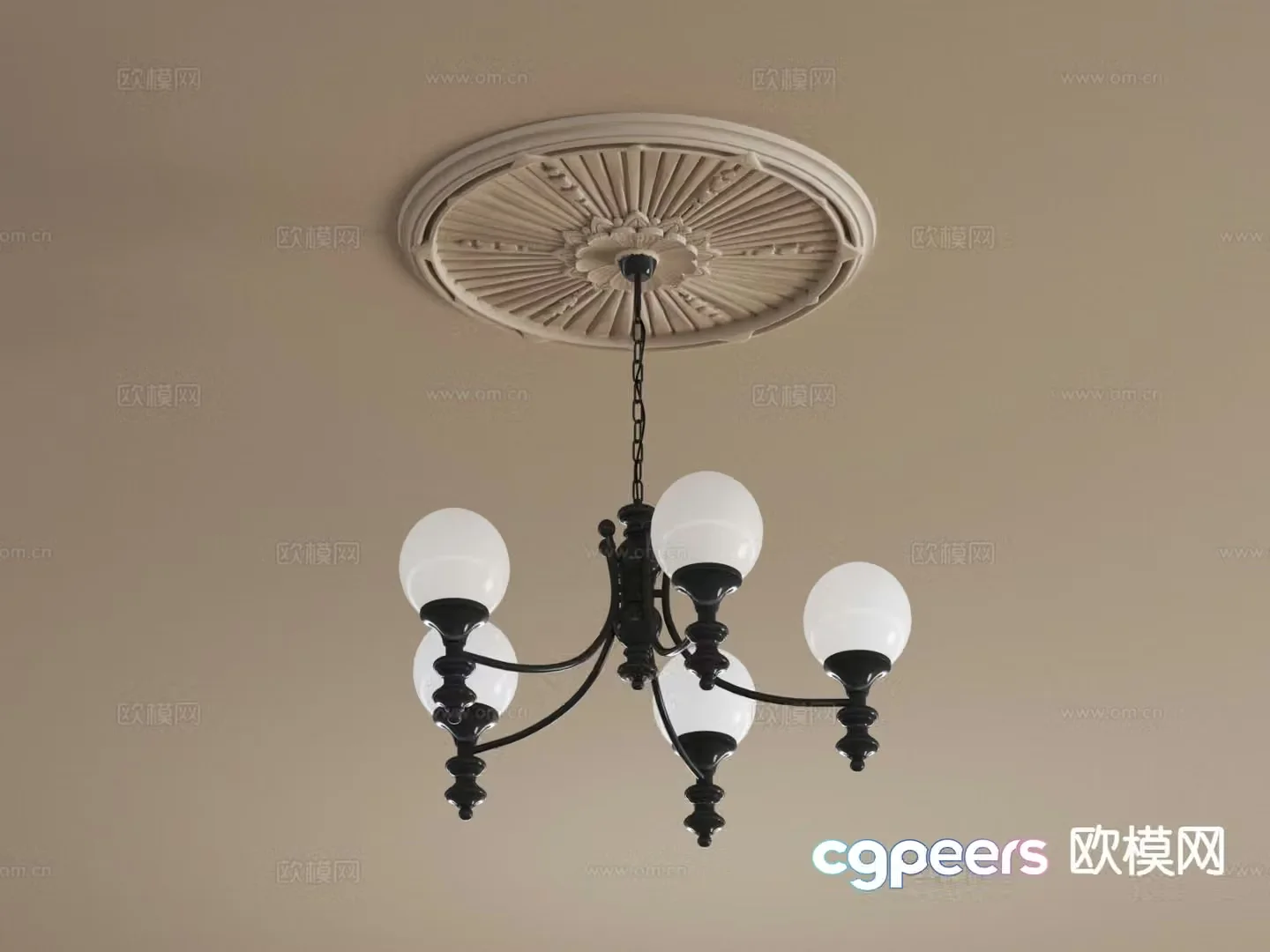 French retro chandeliers hall chandeliers 3d model