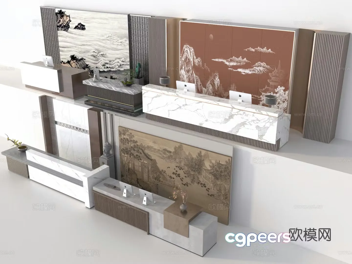 3D model of reception desk
