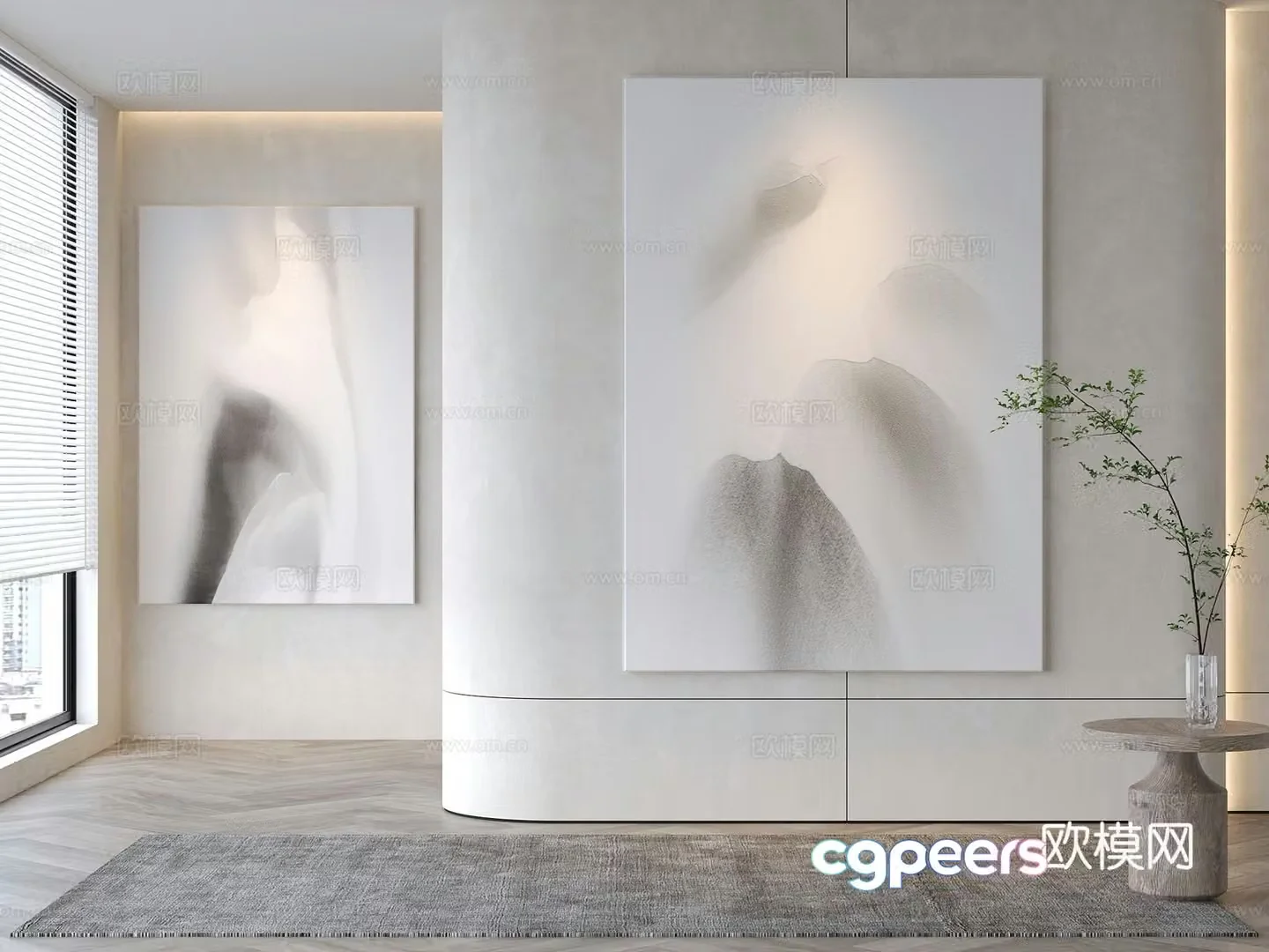 Modern decorative painting Texture painting Abstract painting 3d model