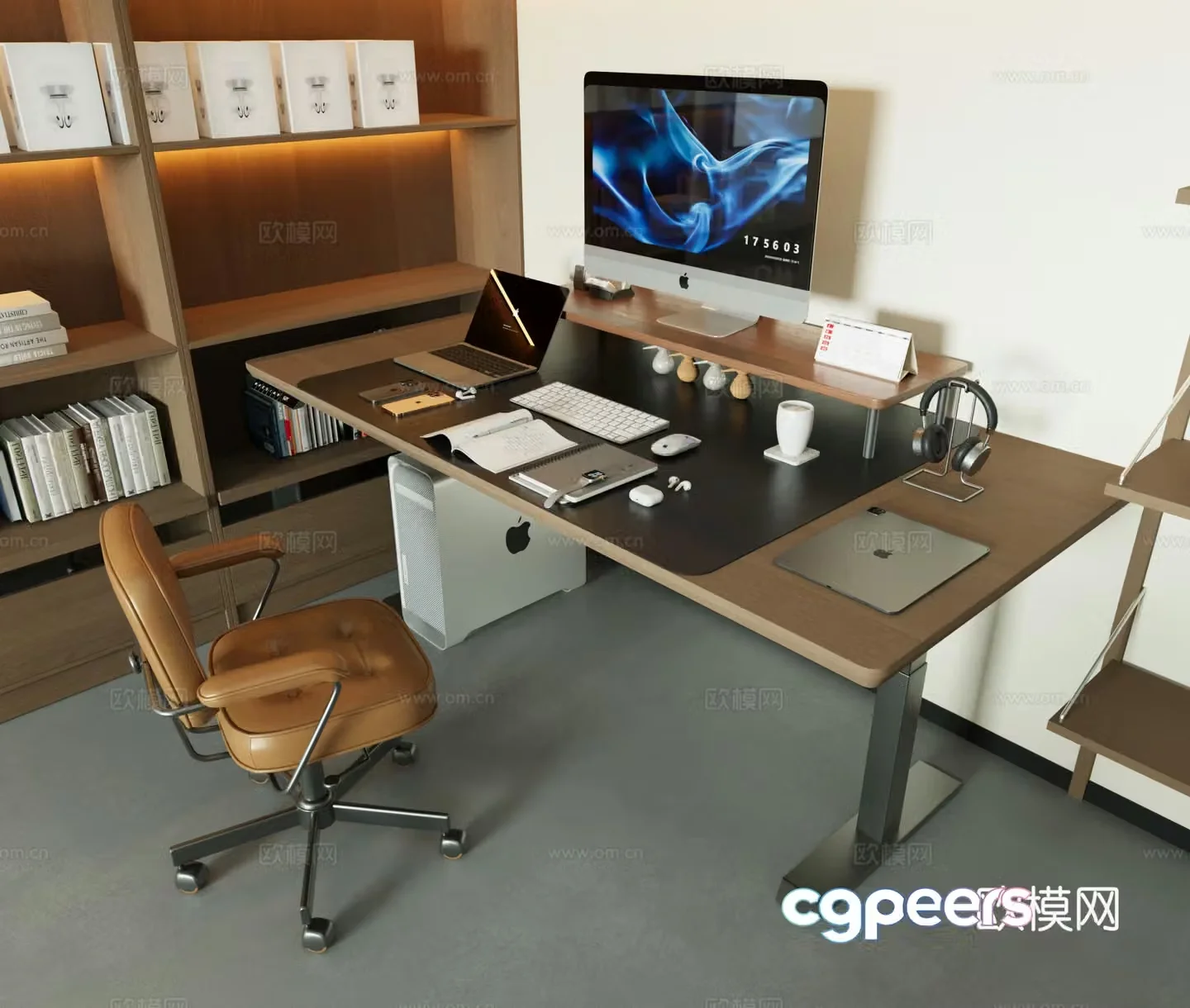 Modern desk and chair 3d model