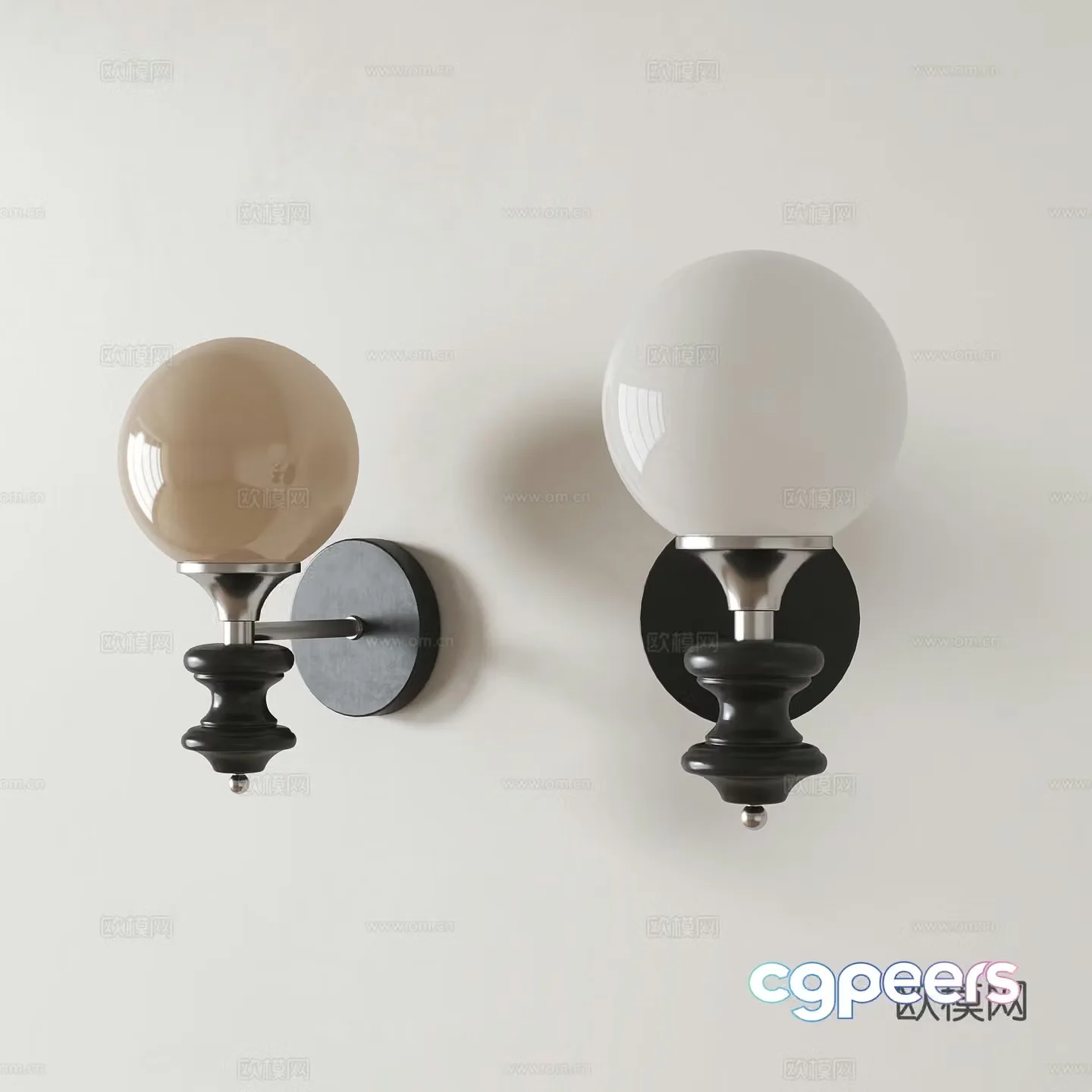 French medieval spherical wall lamp 3D model