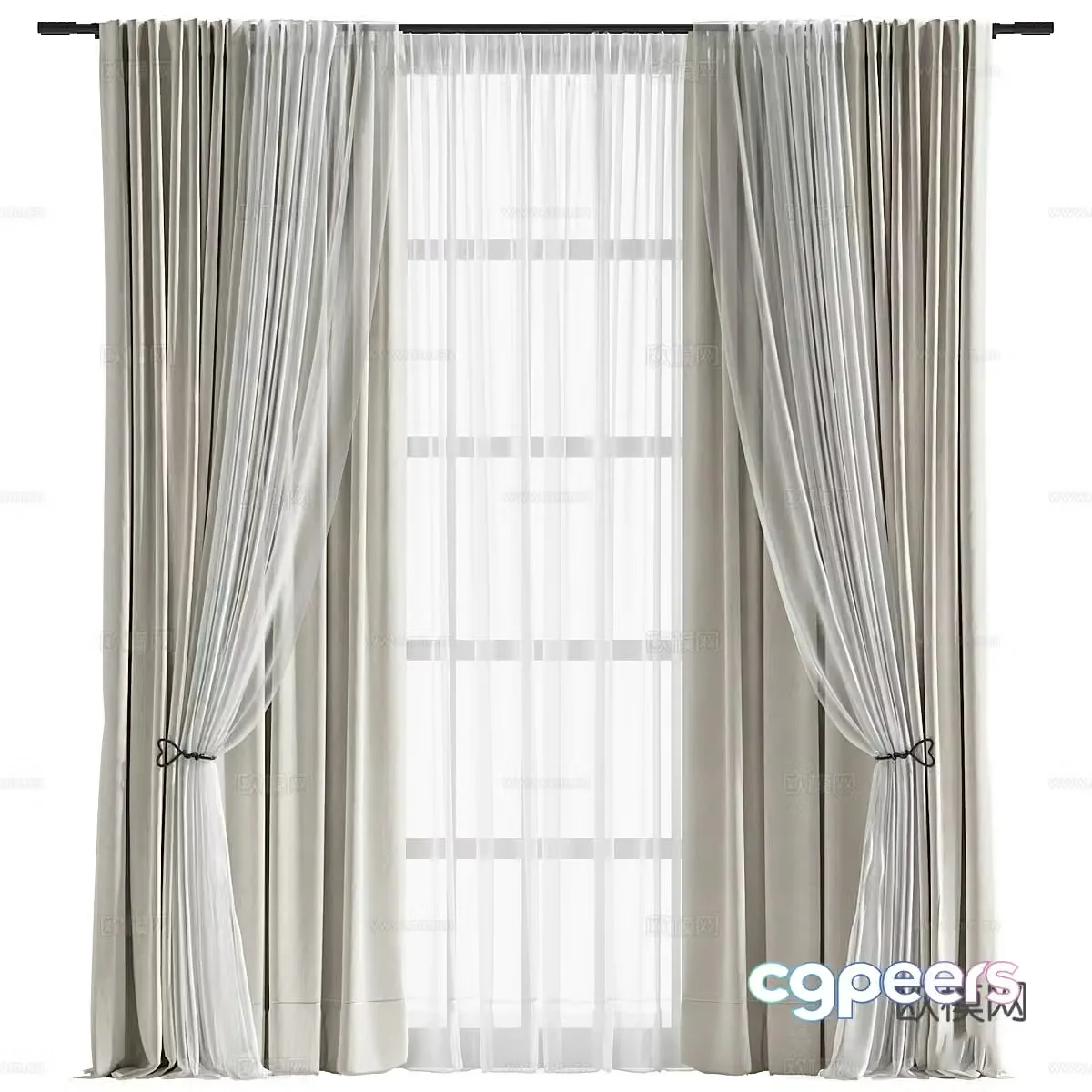 New Chinese style fabric curtain 3D model