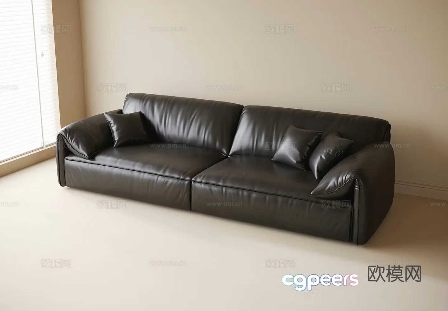 Modern double sofa leather sofa elephant ear sofa 3d model