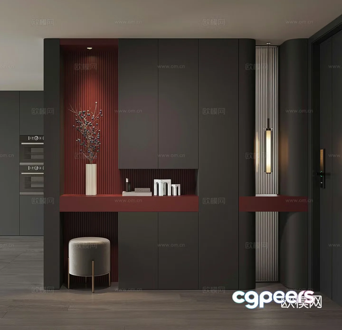 Modern home entrance shoe cabinet 3D model