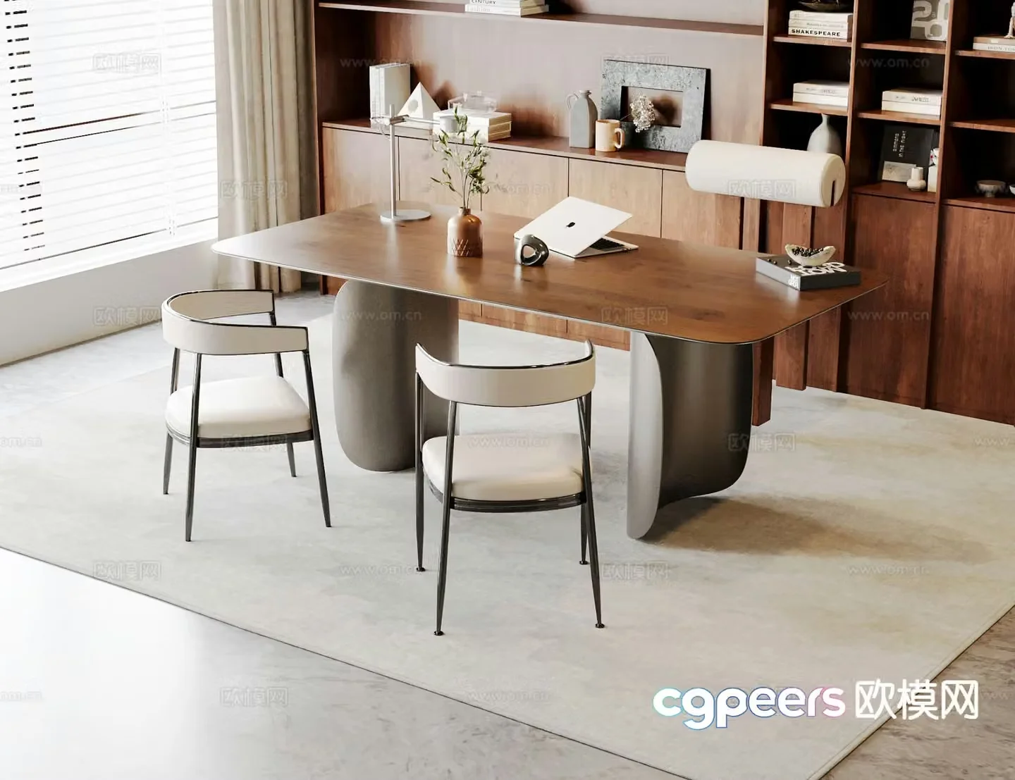 Medieval style dining table and chairs 3d model