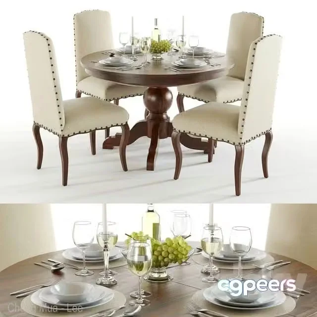 3ds Max Free – Pottery Barn Sumner and Calais table set