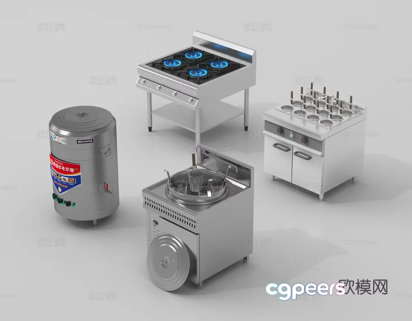 Kitchen stove hoisting oven central kitchen equipment 3D model