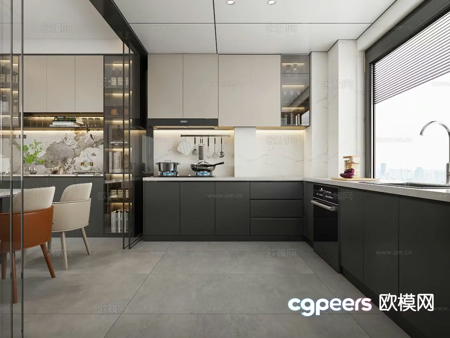 modern kitchen cabinet 3d model
