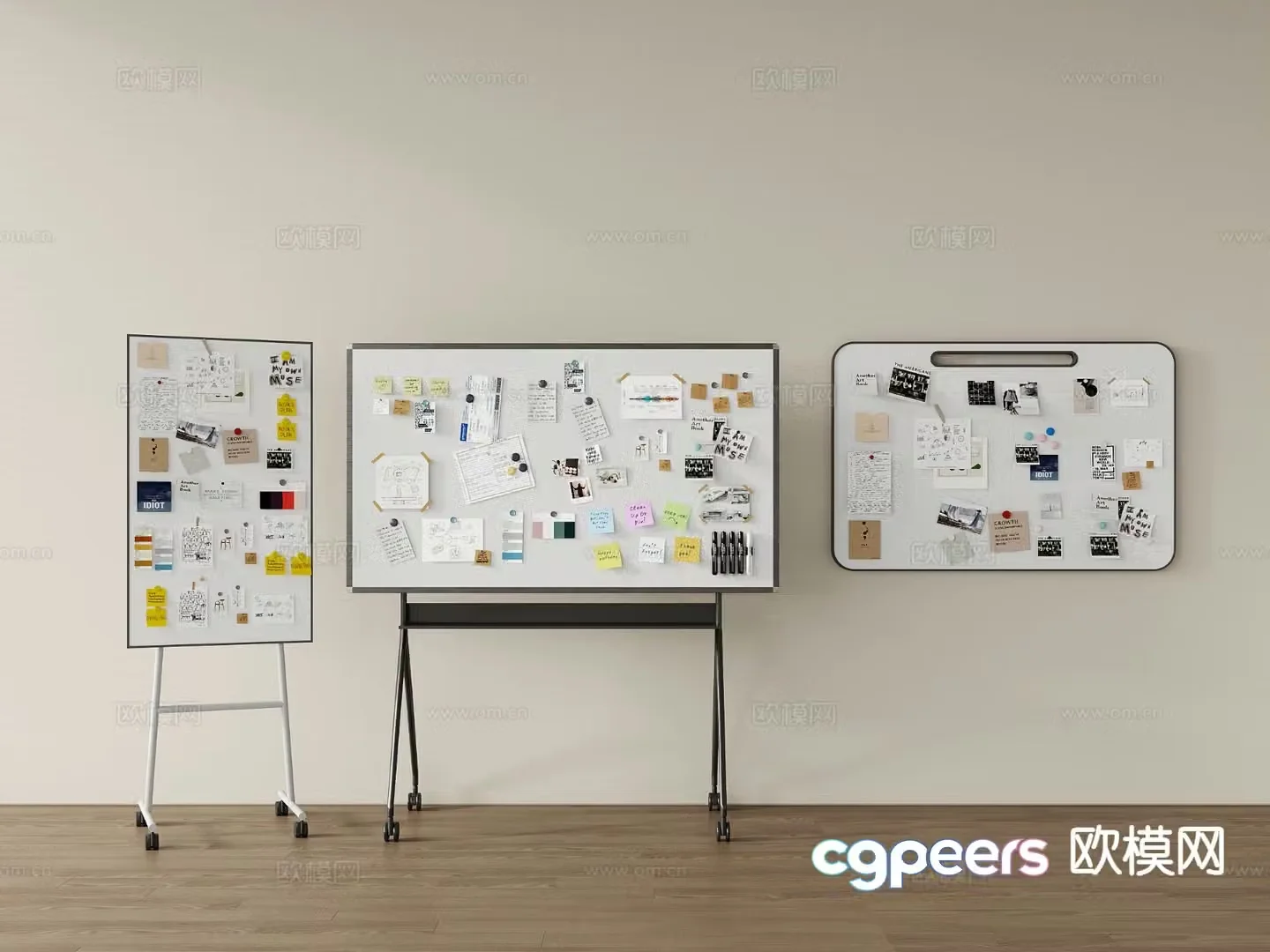Writing board message board sticky notes magnetic whiteboard mobile whiteboard 3D model
