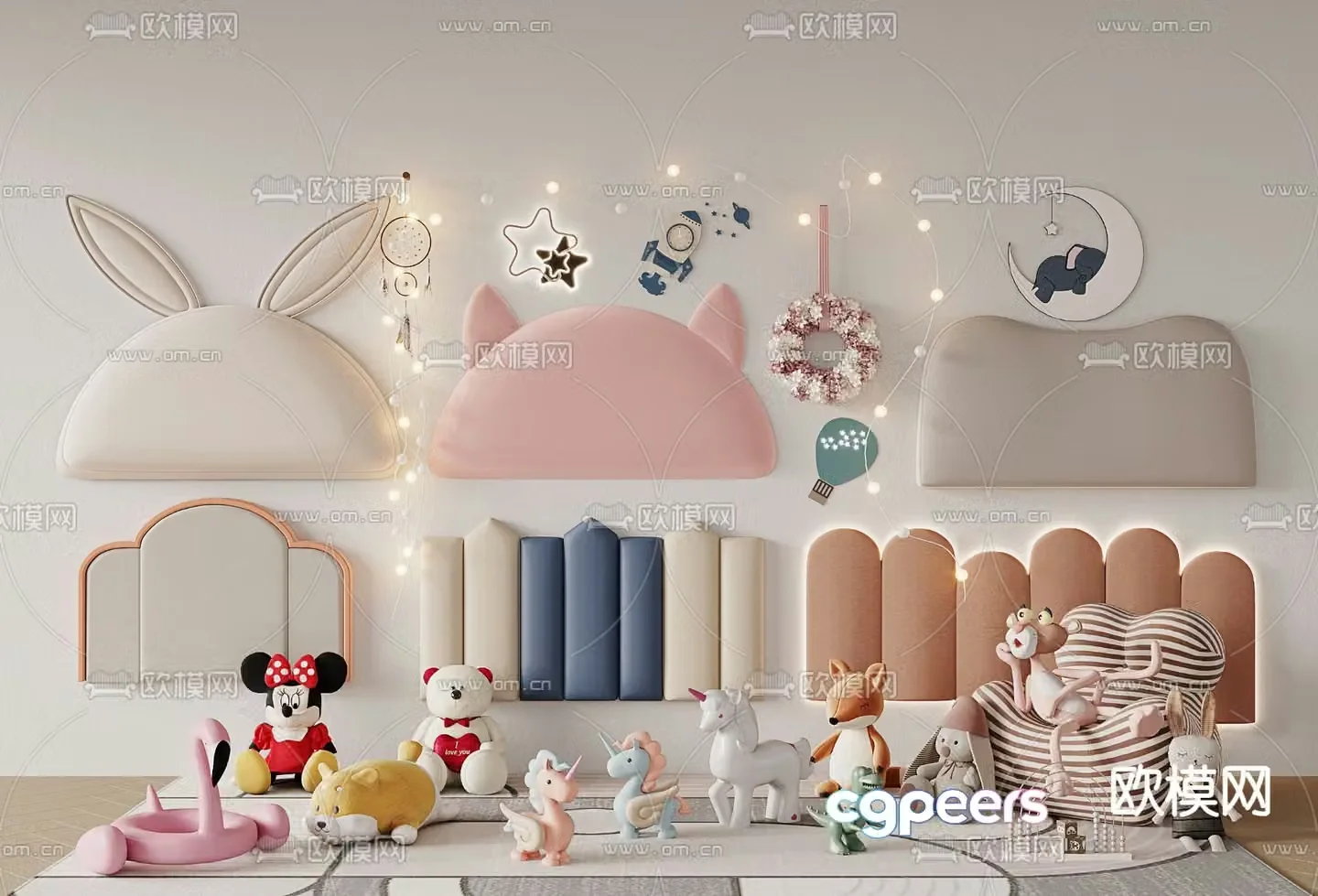 Children’s bed backrest soft bag doll 3d model