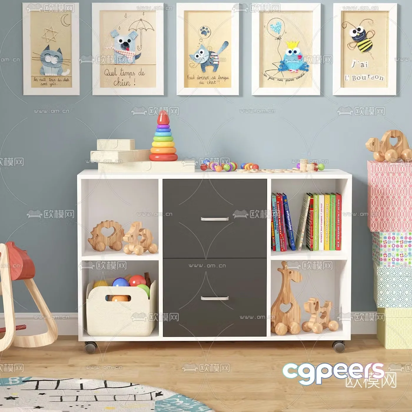 Modern children’s storage cabinet 3d model