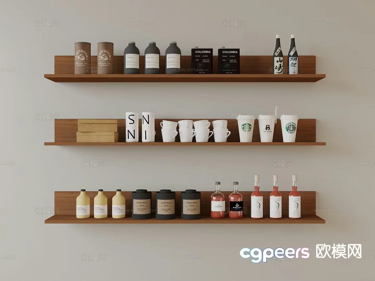 Shelves shelves coffee ornaments 3D model