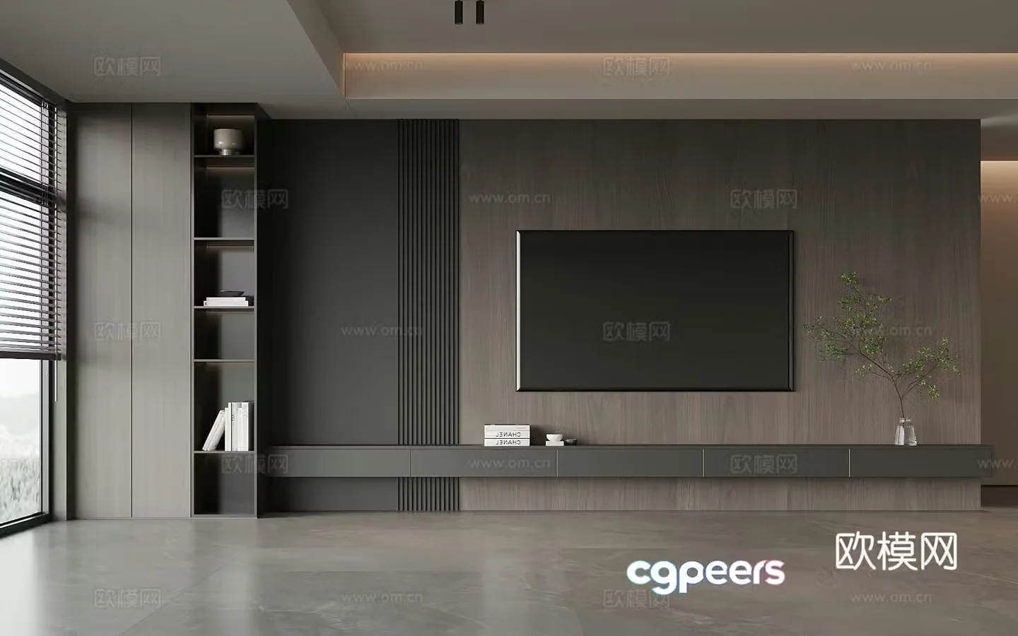 Modern Italian TV background wall 3d model