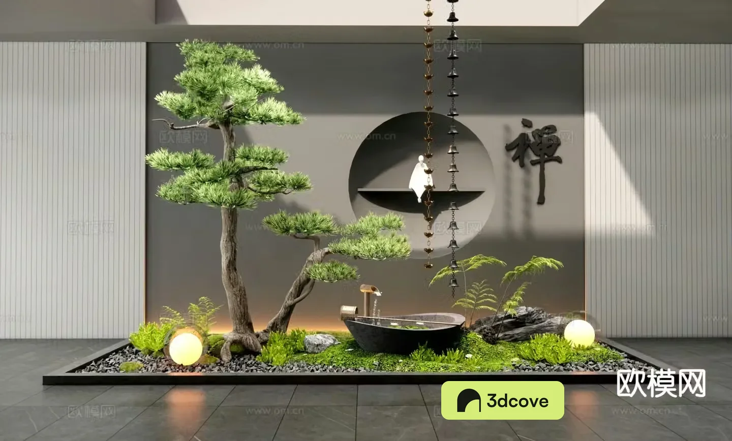 New Chinese style indoor landscaping courtyard sketch