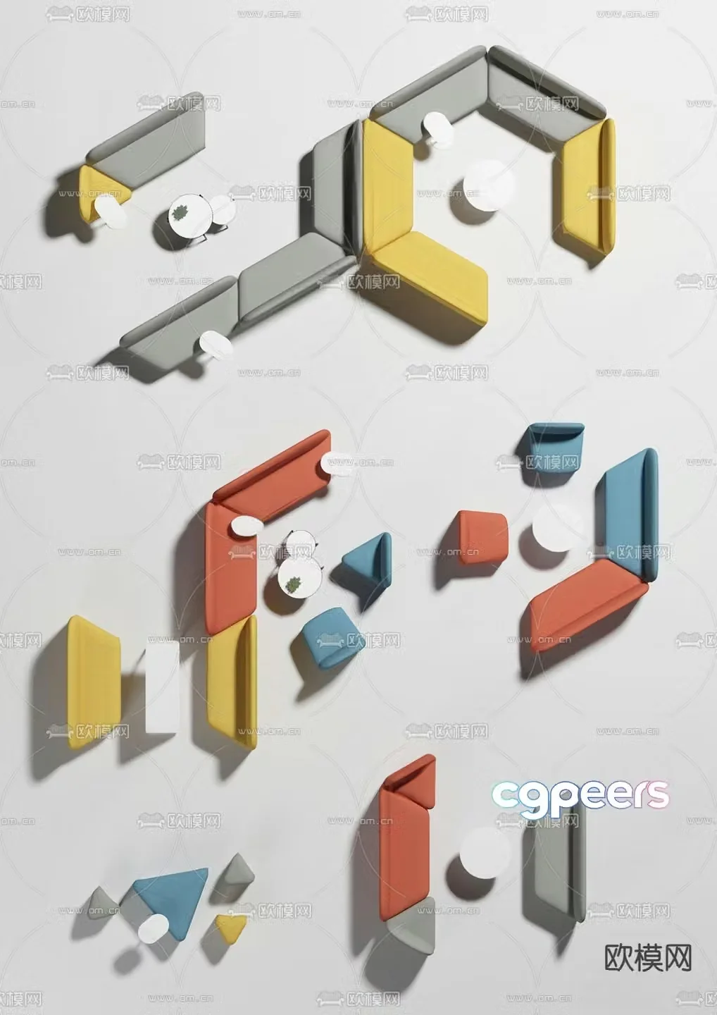 Spliced â€‹â€‹sofa special shaped sofa 3d model