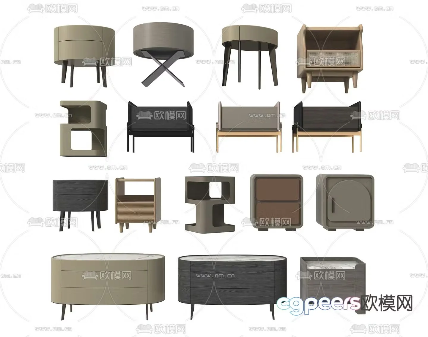 Modern bedside table 3d model