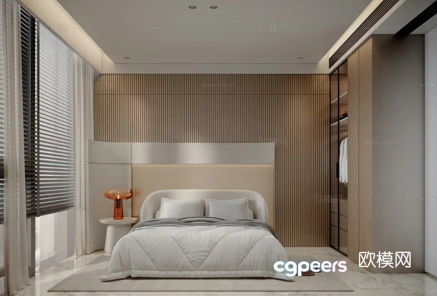 Modern log style bedroom 3d model