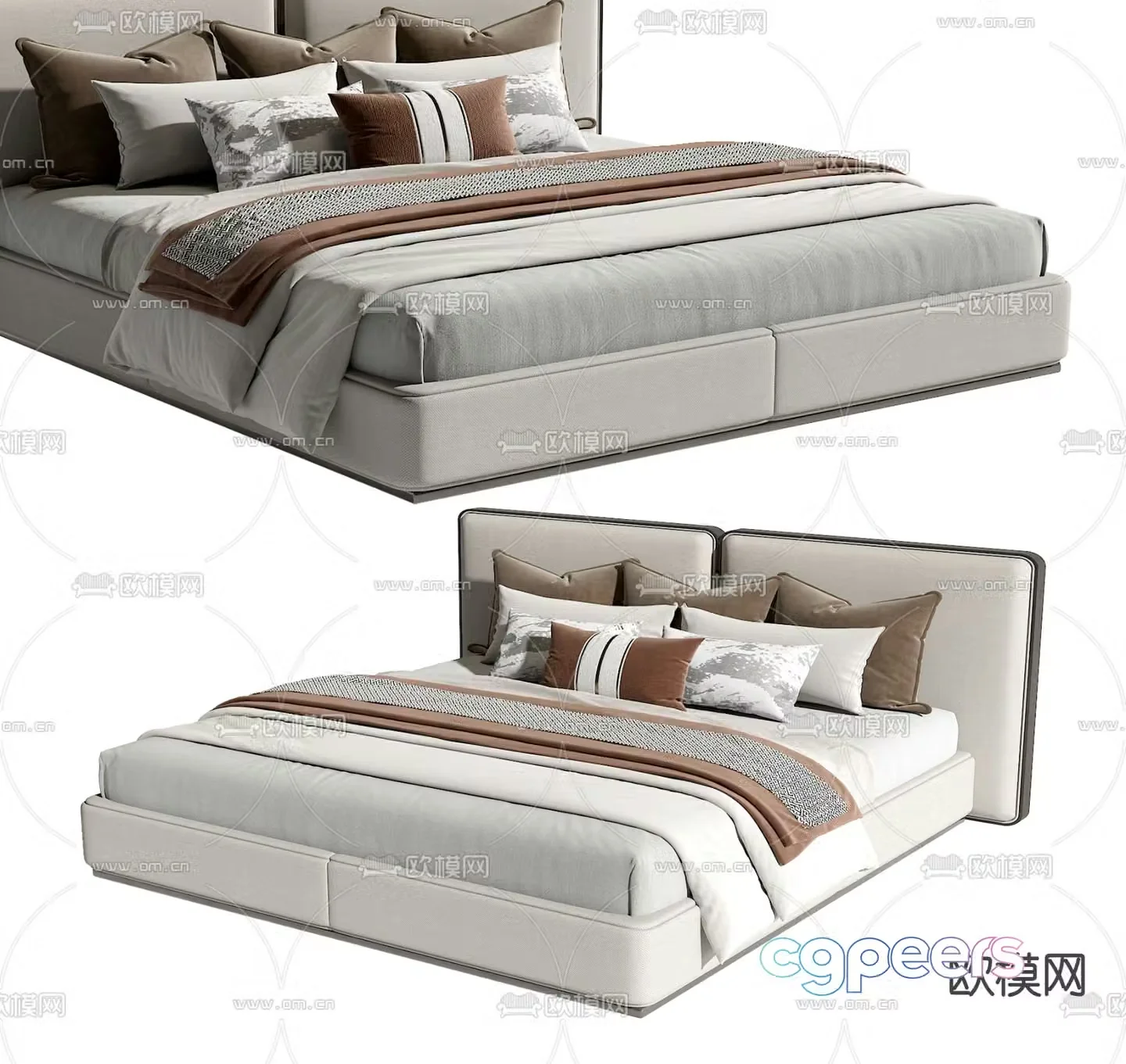 New Chinese style double bed 3d model
