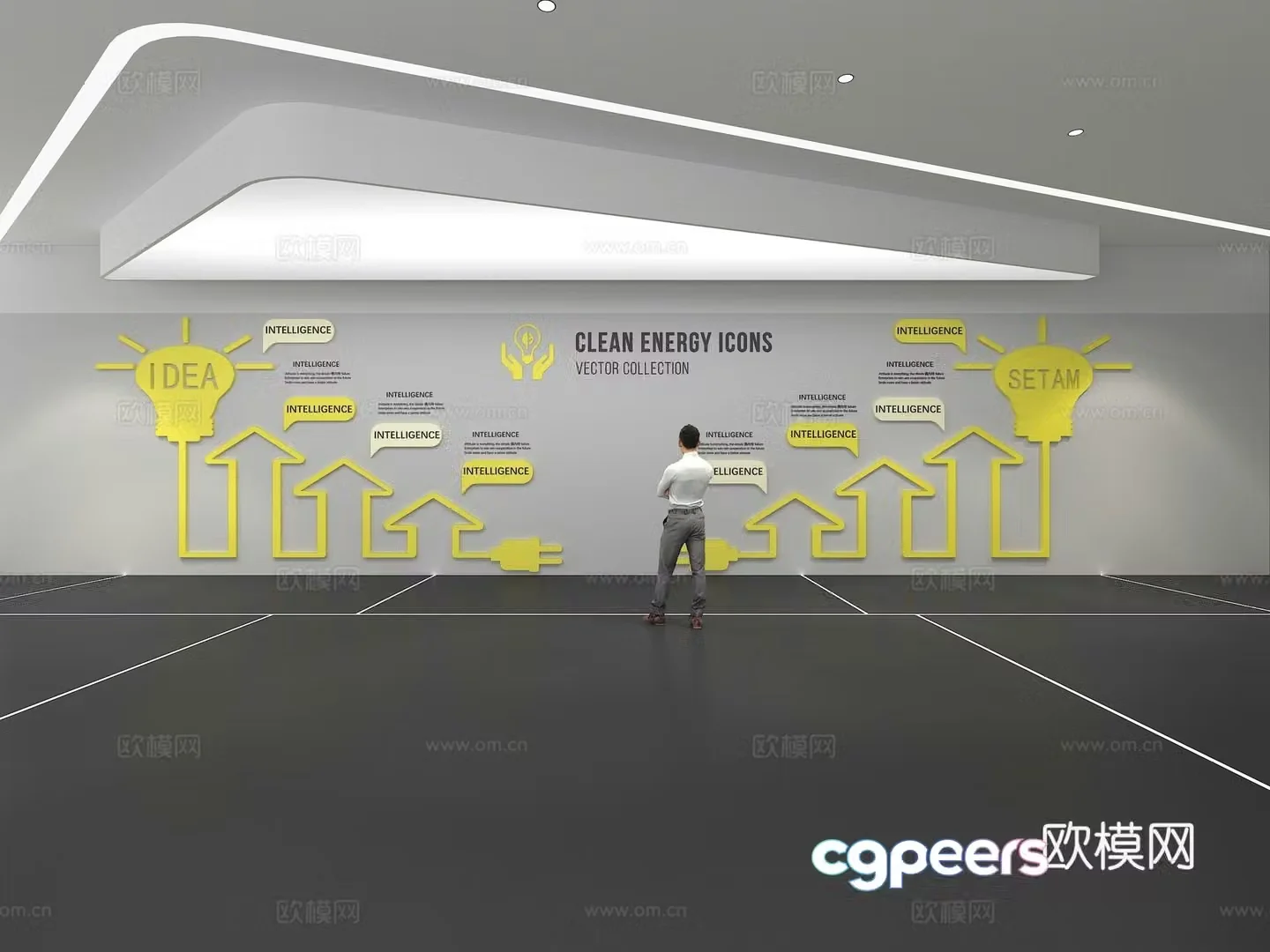 Cultural wall Corporate culture wall Education Theme wall Exhibition hall Campus culture Corridor 3D model