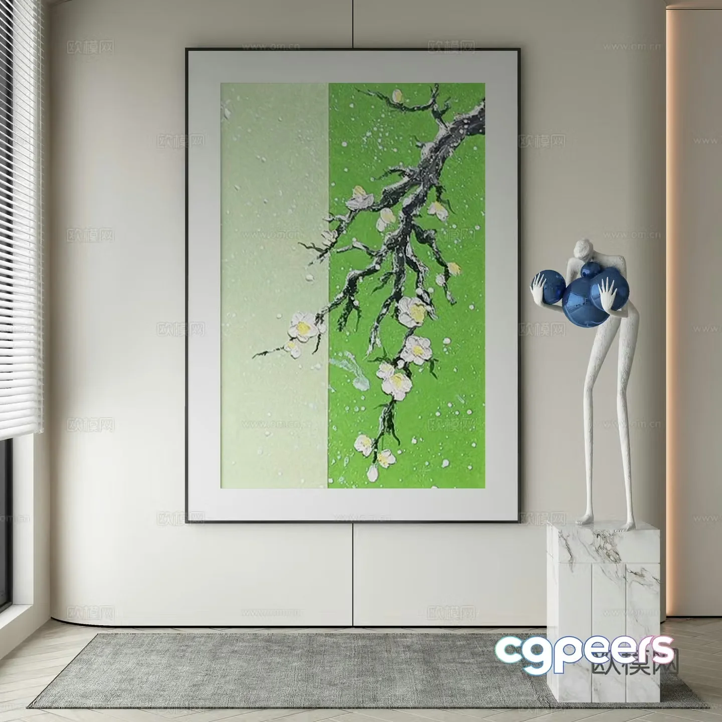 New Chinese style Wasabi abstract painting 3D model