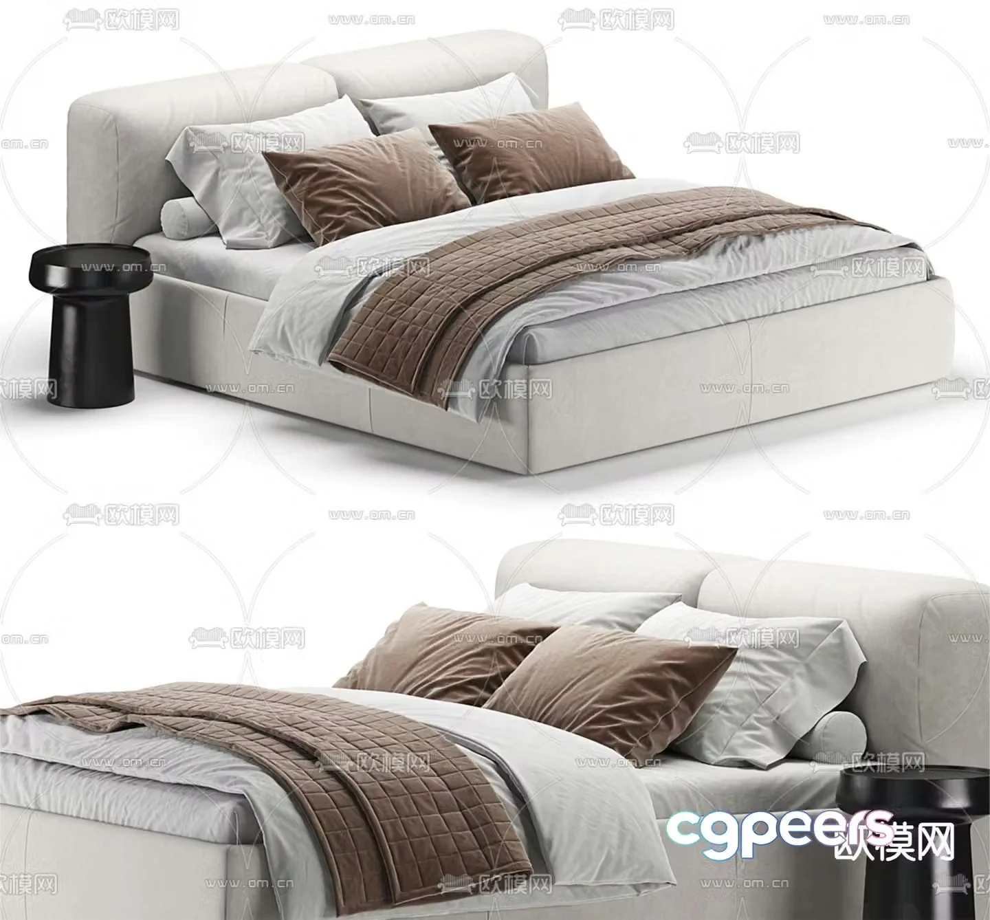 Modern double bed 3d model