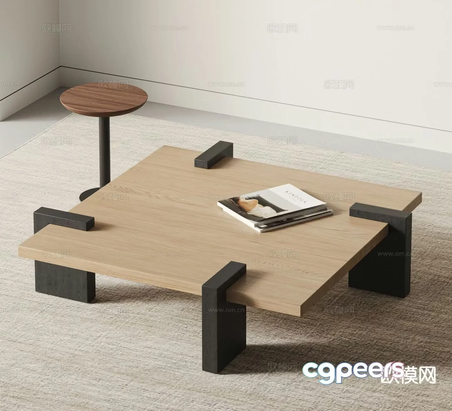 Wabi-sabi coffee table square coffee table 3d model