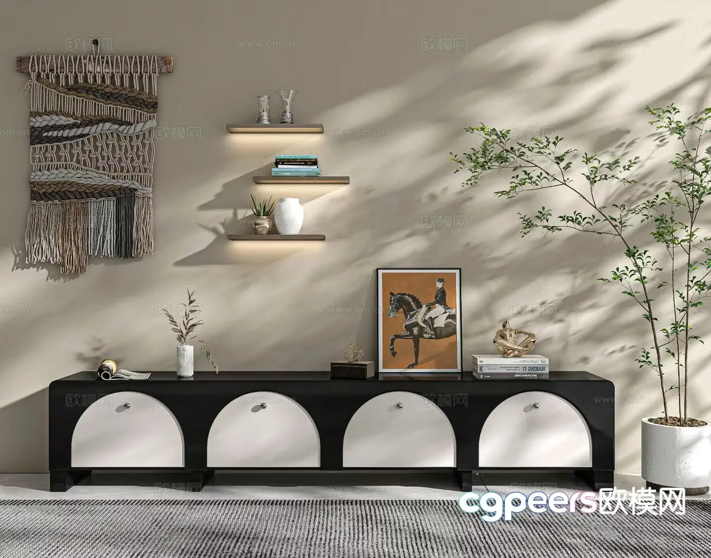 Wabi-sabi style TV cabinet 3d model
