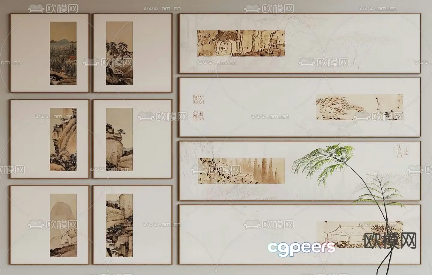 New Chinese style decorative painting 3D model