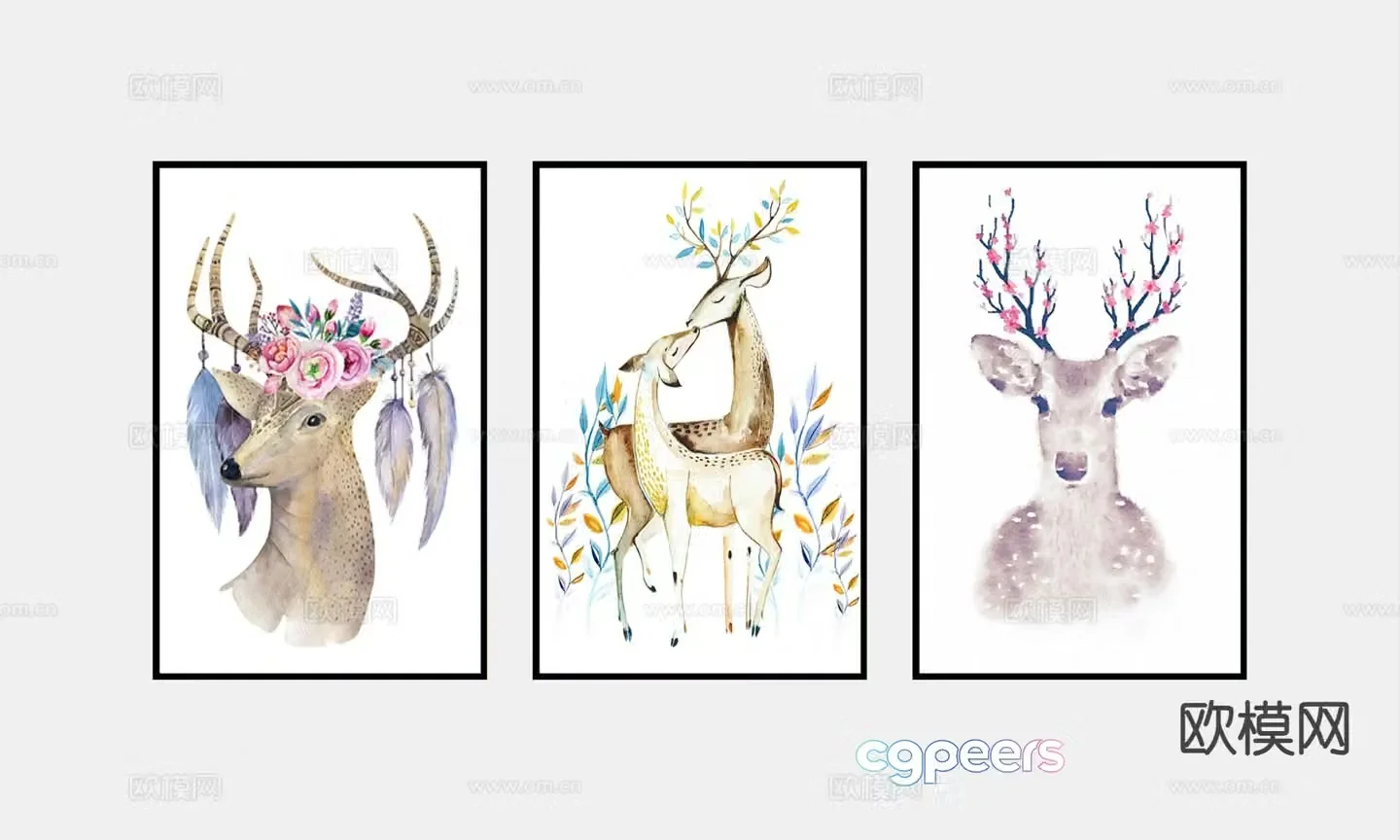 Modern decorative painting hanging painting 3d model