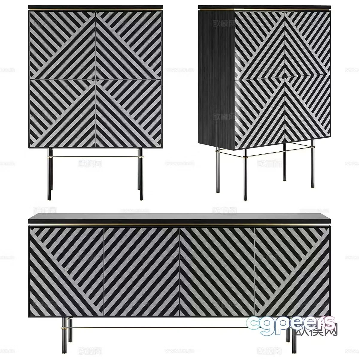 Modern TV cabinet sideboard chest of drawers 3d model