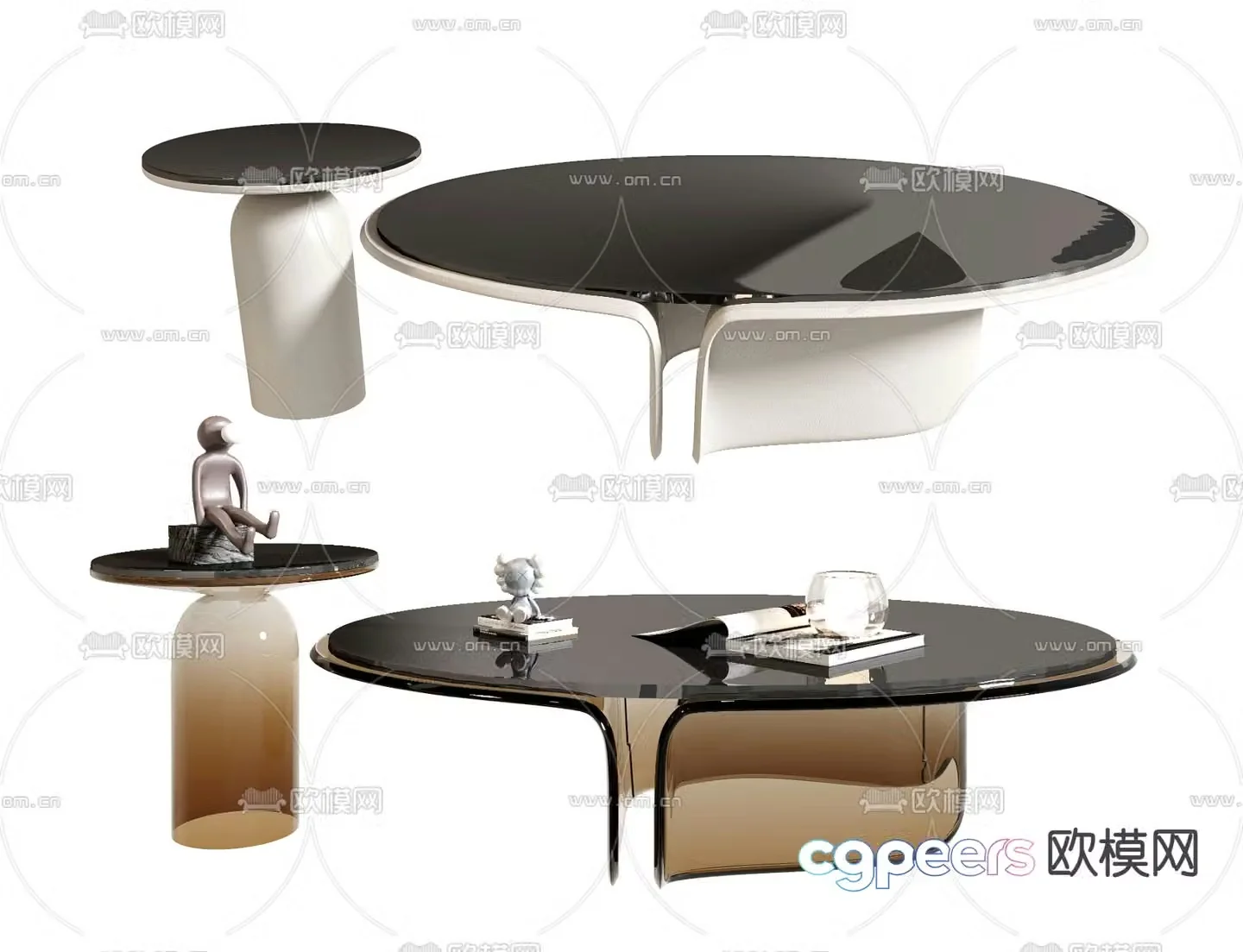 Round coffee table Mother-and-son coffee table 3D model