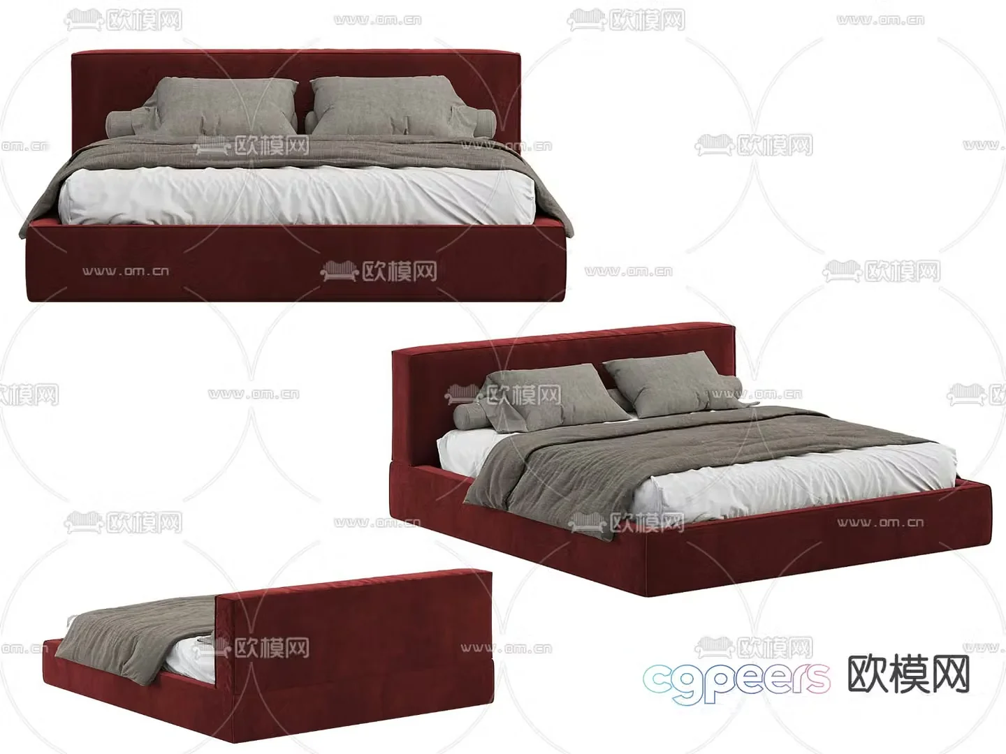 Modern double bed 3d model