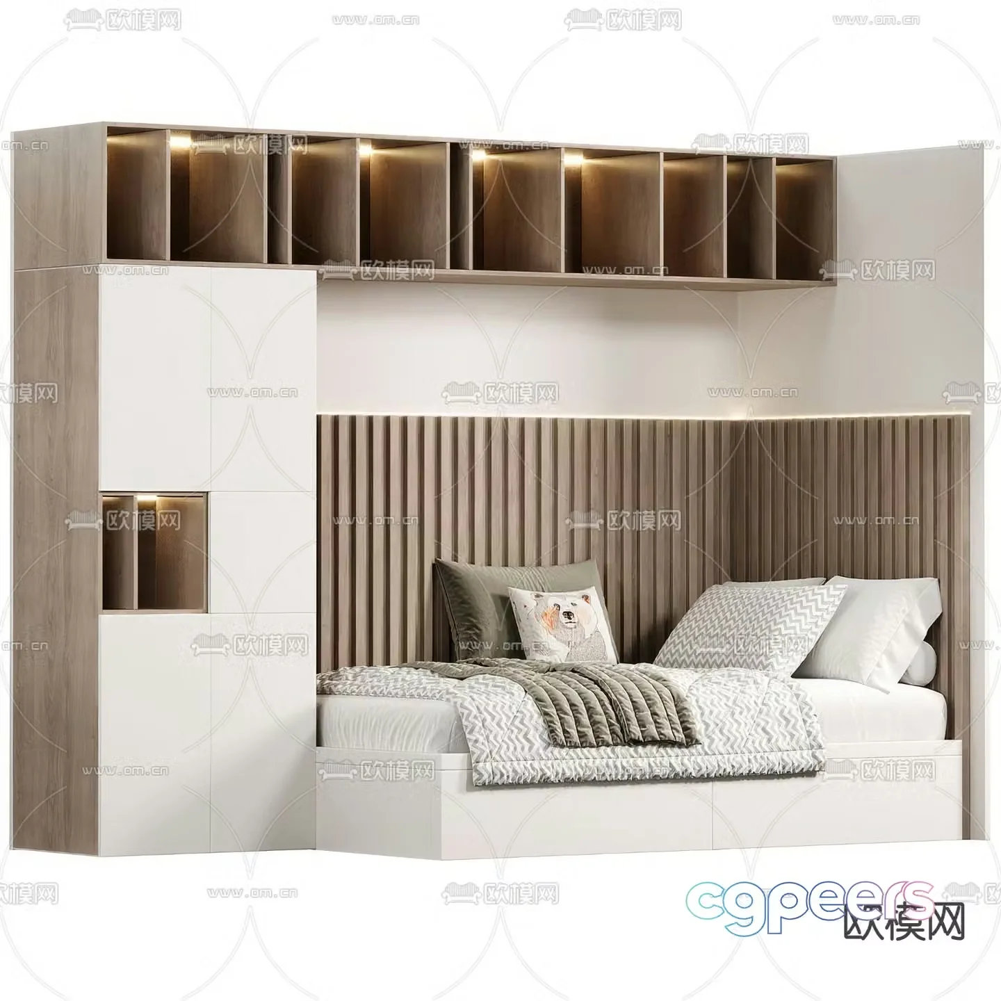 Modern children’s bed single bed 3d model