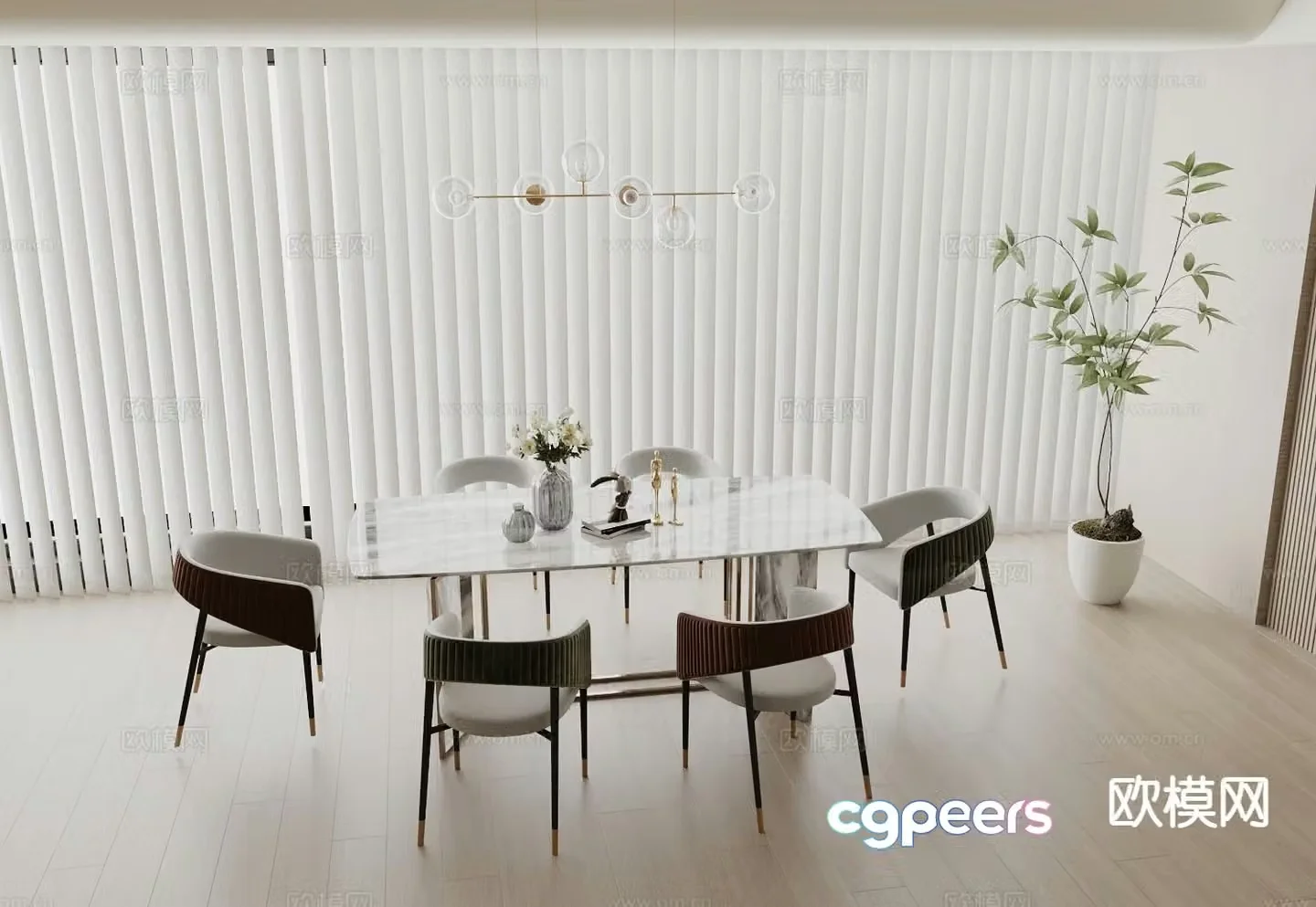 Modern dining table and chairs bar dining table 3d model