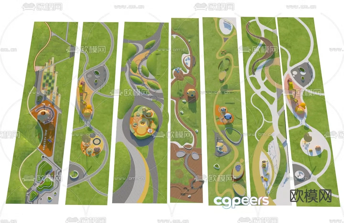 children’s park amusement park micro terrain 3d model
