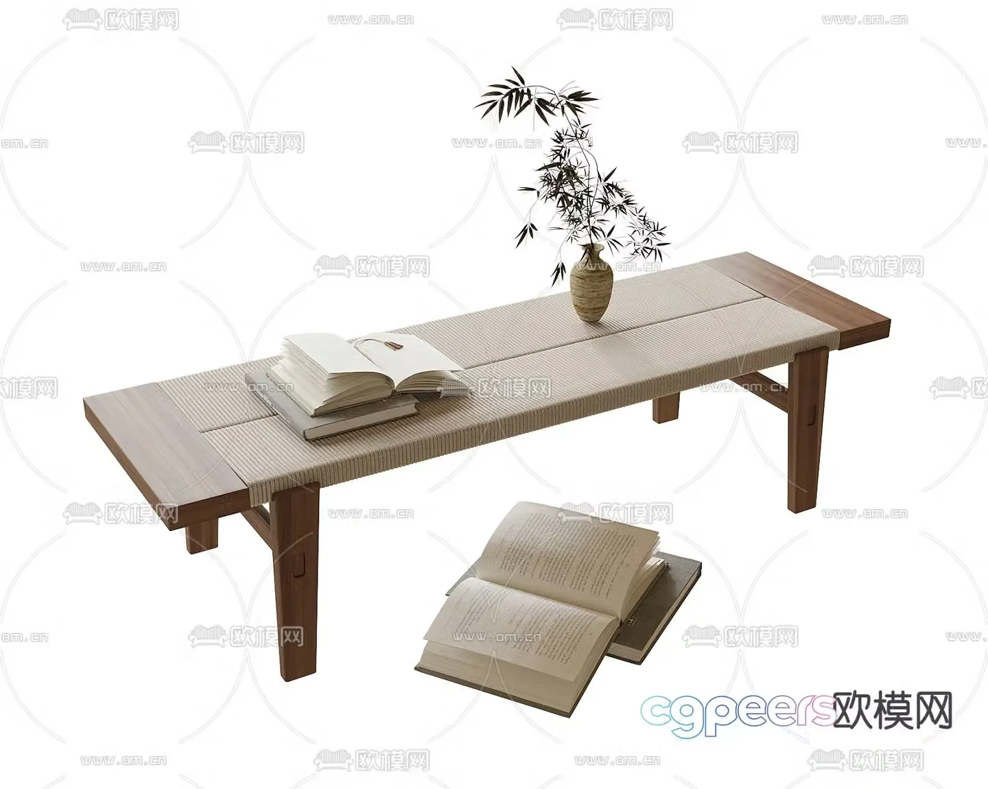 Medieval style bedside stool bench bench 3d model