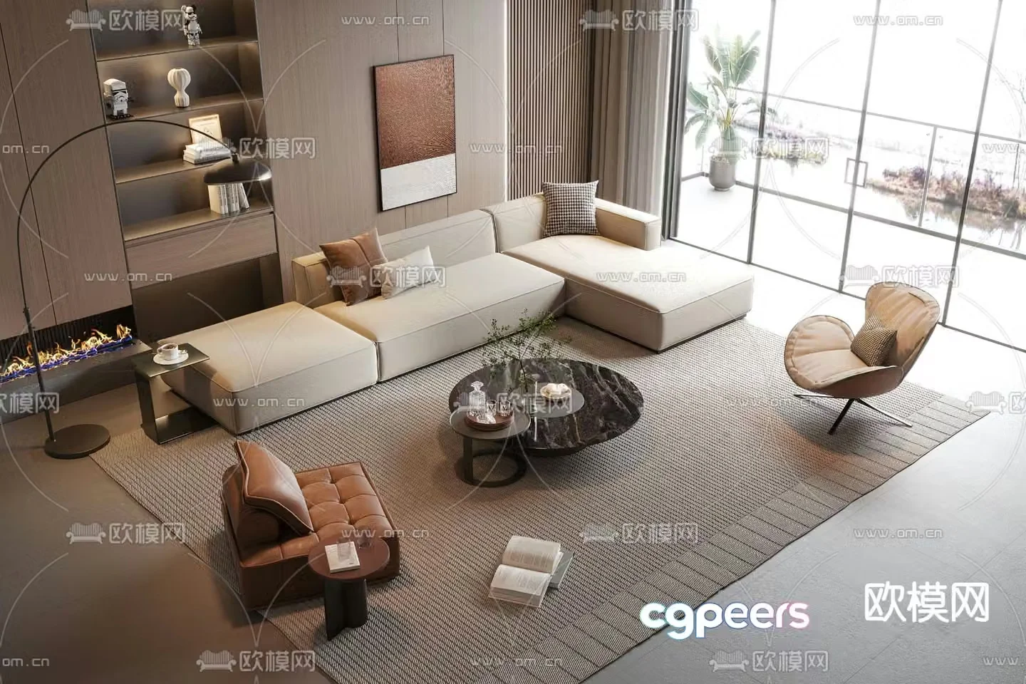 Italian style modular sofa corner sofa 3d model