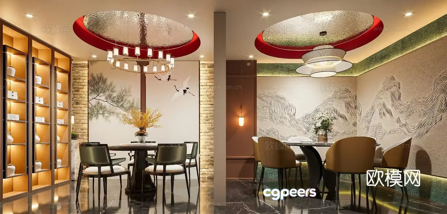 New Chinese restaurant private room 3D model