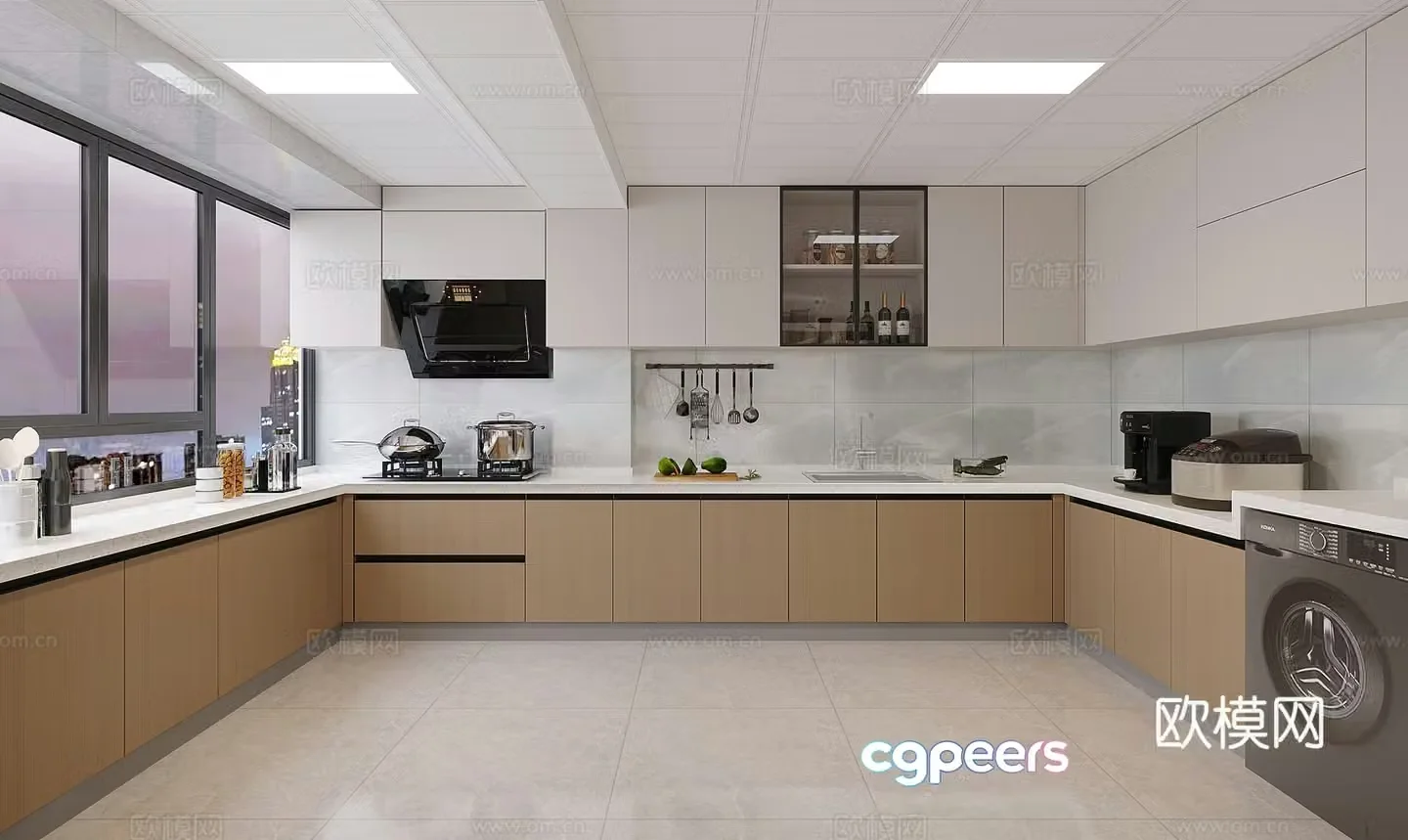 Modern minimalist kitchen 3d model