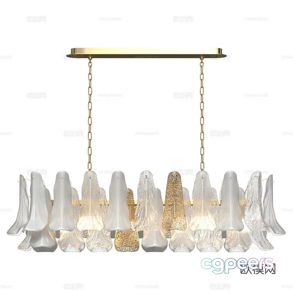 Modern Italian light luxury metallic glass decorative chandelier 3d model