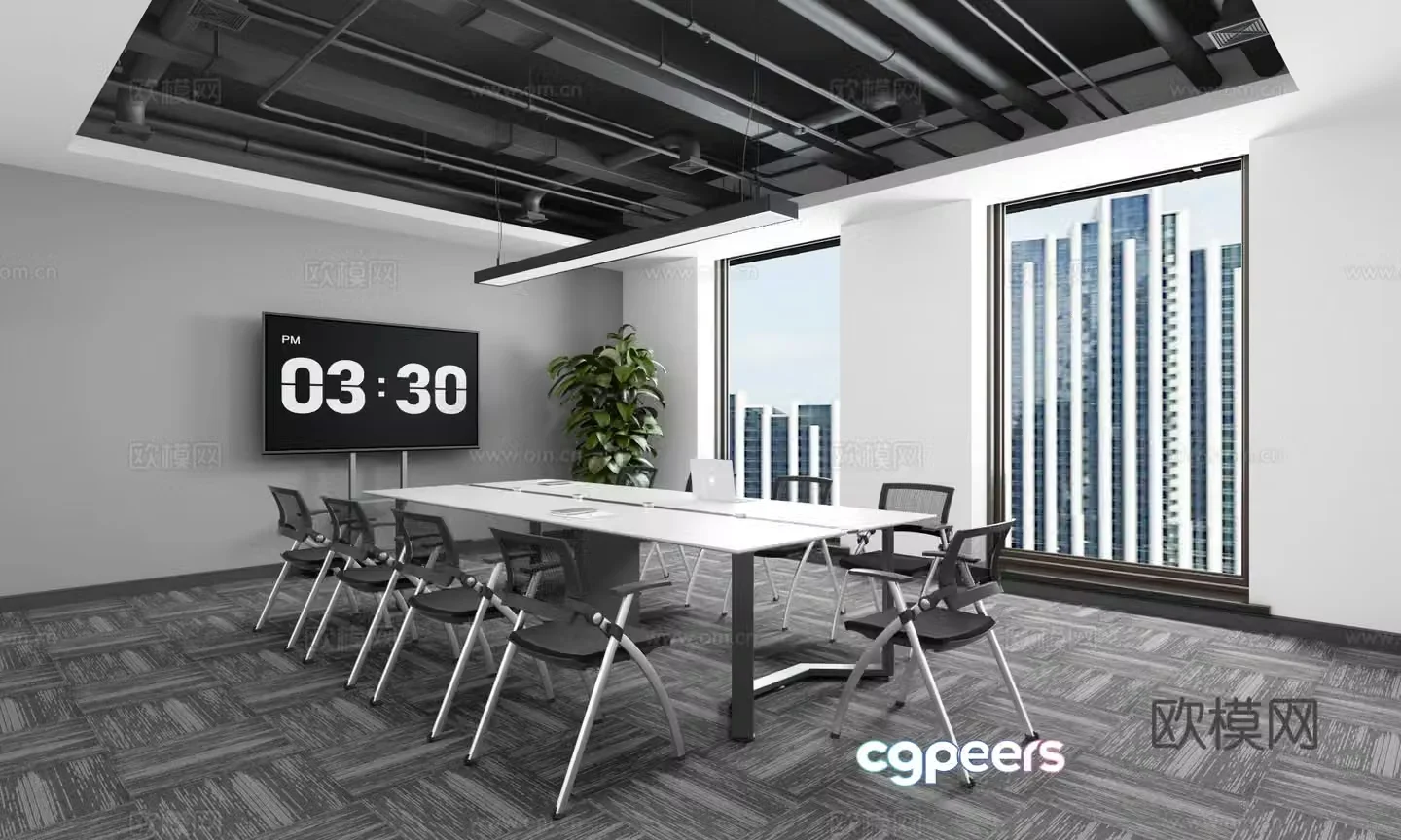 Industrial style conference room negotiation room reception room video conference room study seminar room 3D model