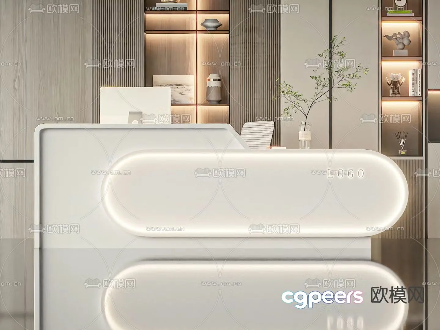 Front desk service desk reception desk 3d model