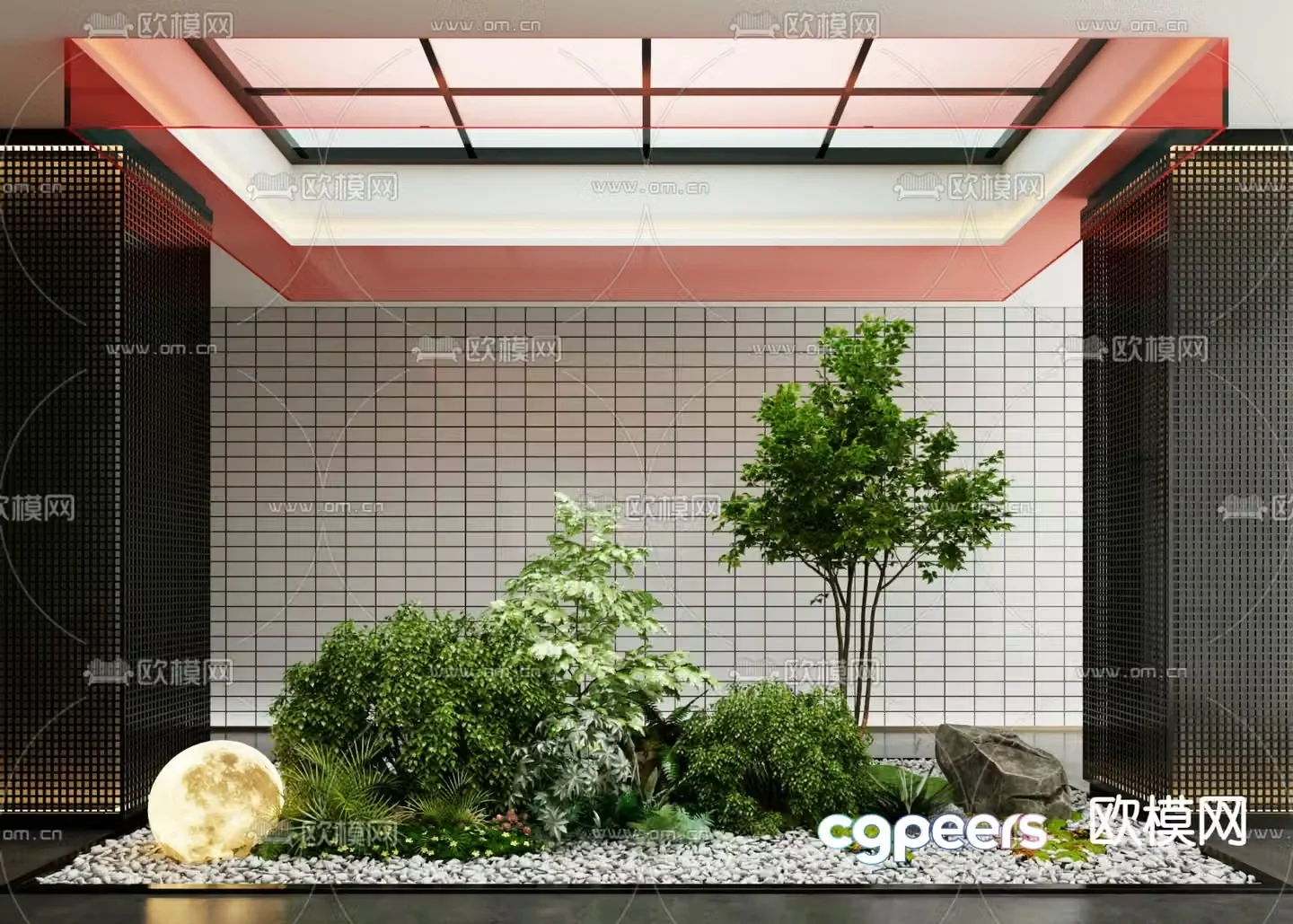Indoor patio green plant landscaping 3D model
