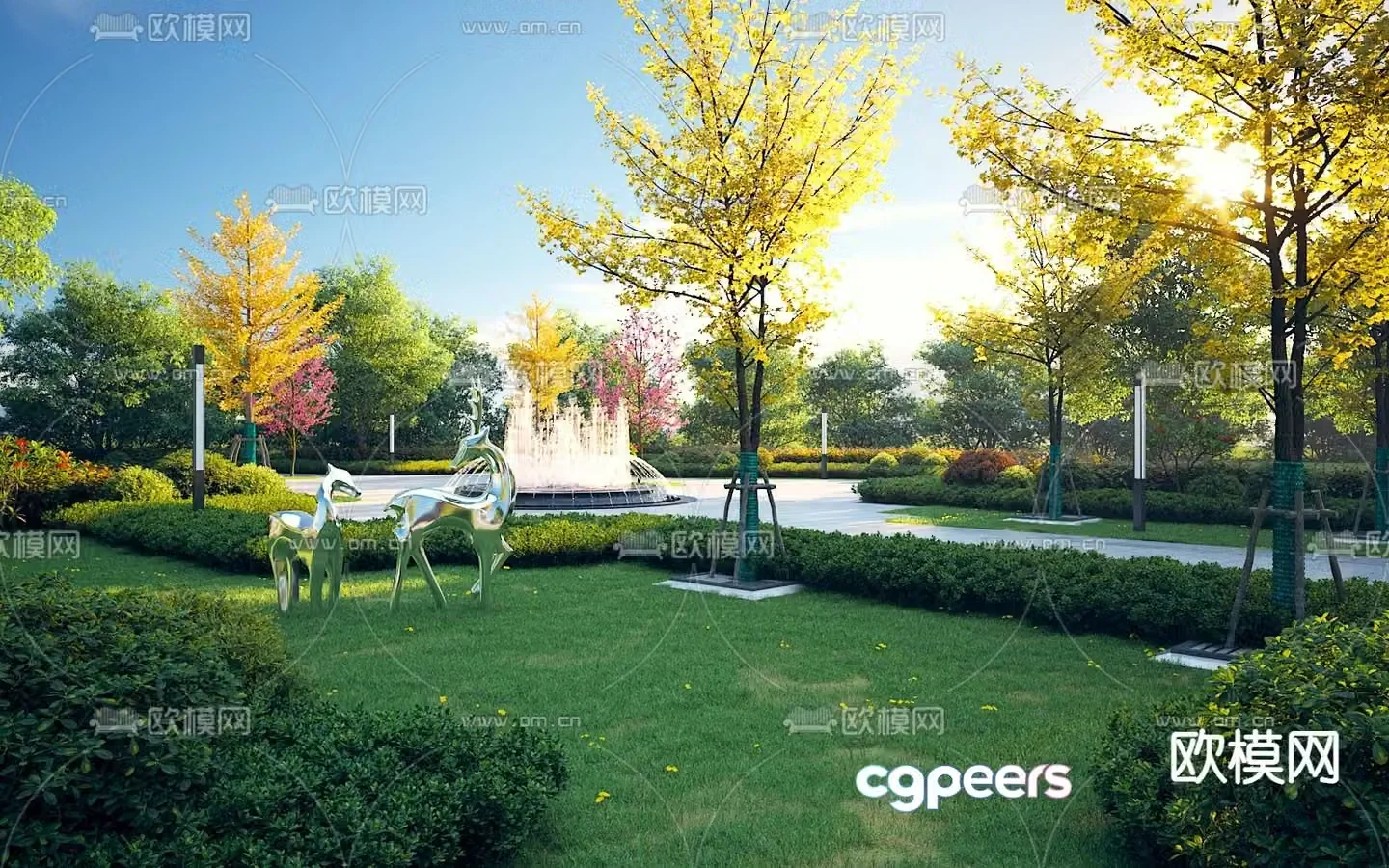 Park landscape hedge shrub 3d model