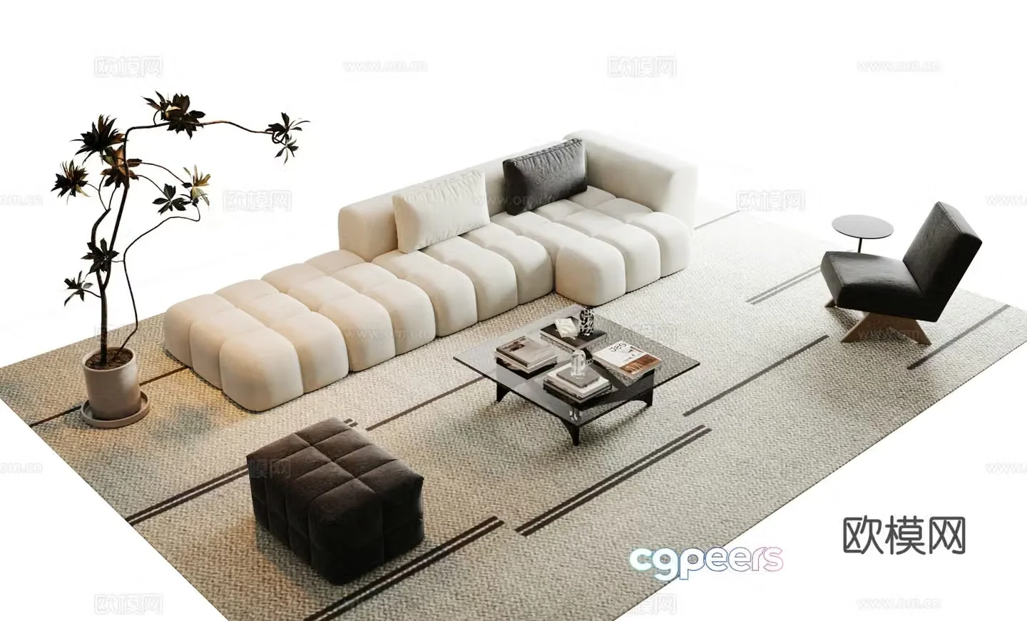 Modern sectional sofa 3d model