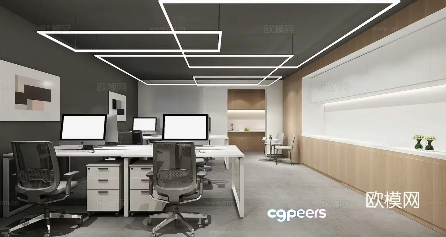 Modern open office area reception room 3d model