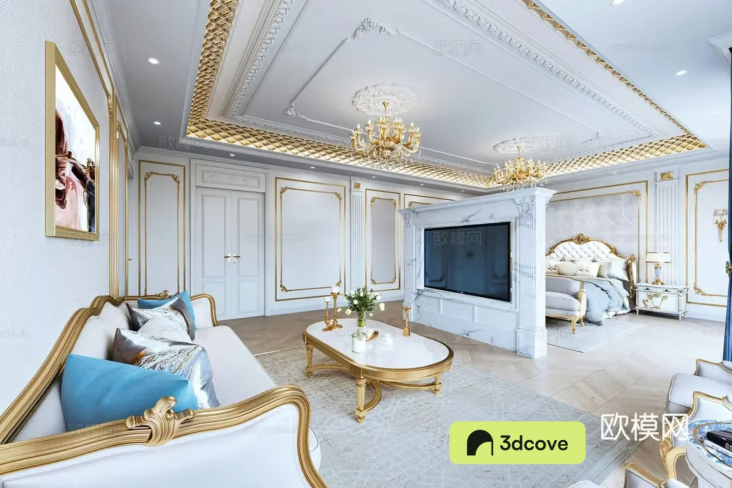 European style luxury master bedroom master room queen room European style living room European sofa coffee table